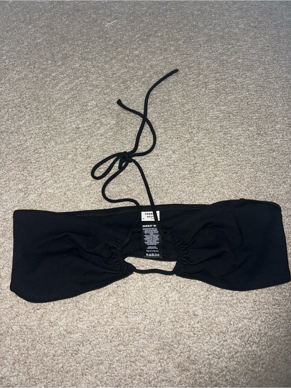 Aritzia Black Bandeau Top with Halter Tie